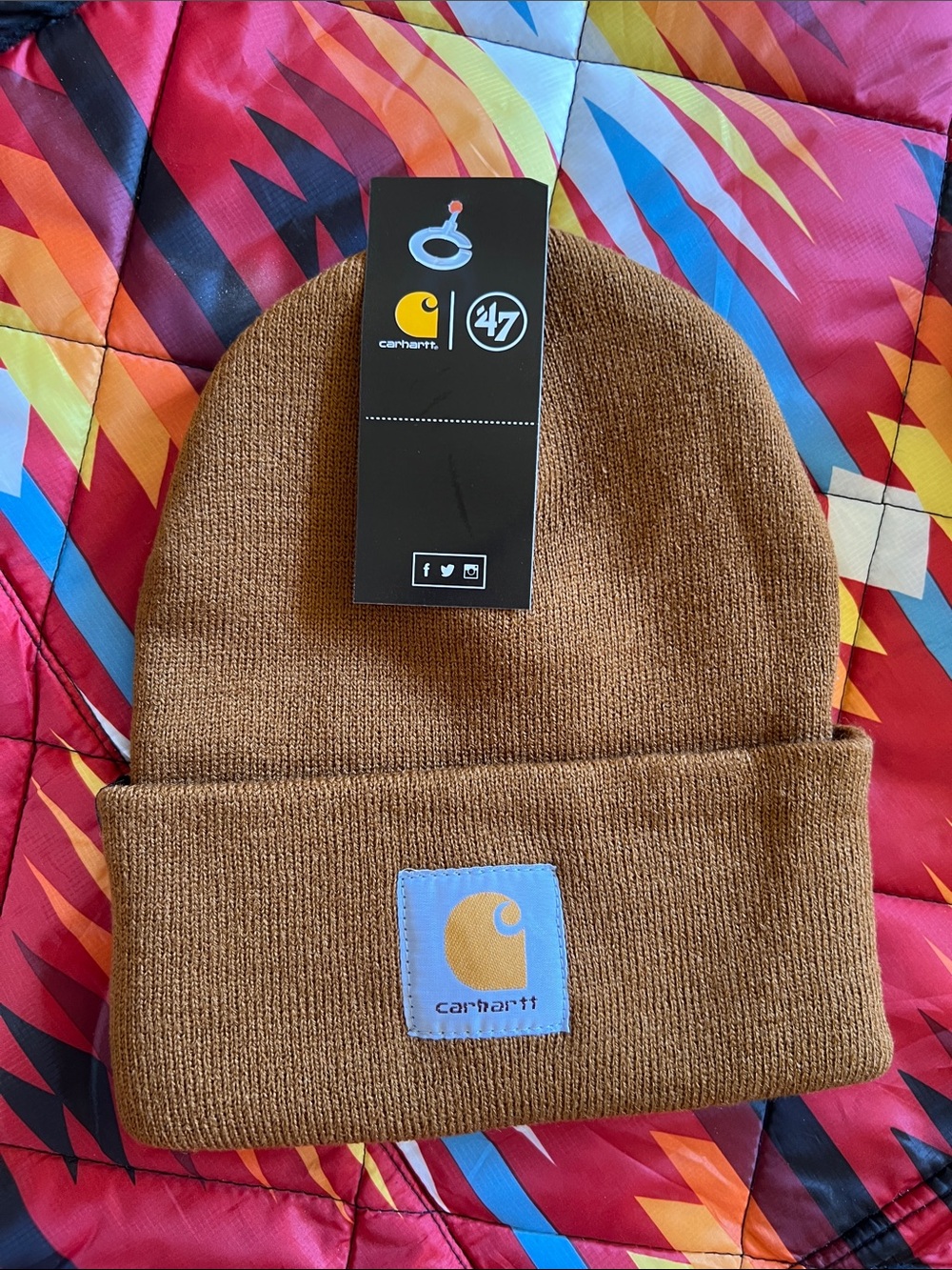 Unisex Carhartt Brown Knit Cuffed Beanie with Logo Patch